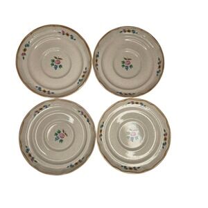 Set of 4 International Tableworks HEARTLAND Village Stoneware Saucers 6" Japan